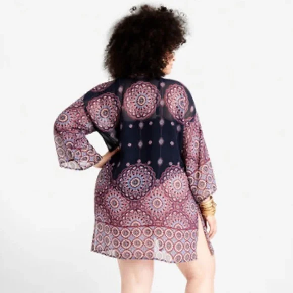 Ashley Stewart/Dalin Abstract Kimono Swim Coverup NWT - Picture 2 of 2